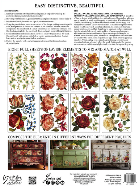 Iron Orchid Designs Collage De Fleurs | IOD Transfer