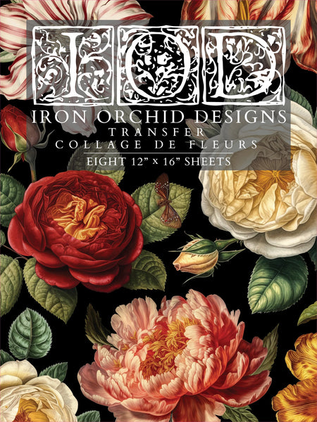 Iron Orchid Designs Collage De Fleurs | IOD Transfer
