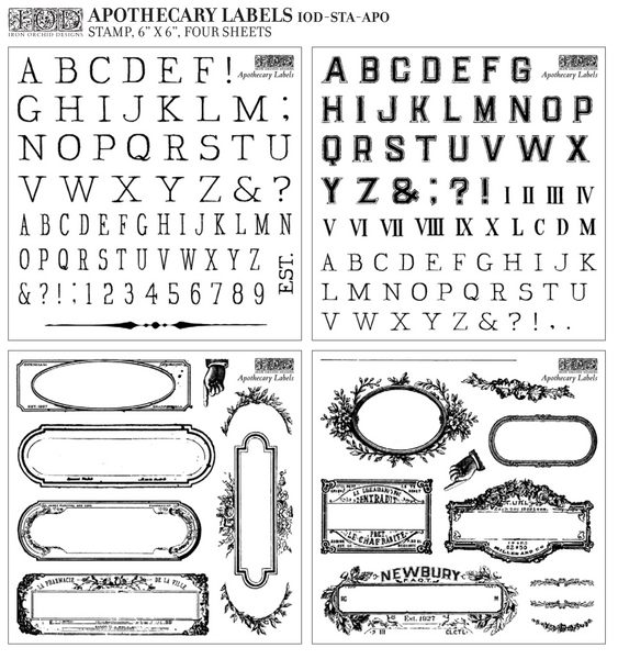 Iron Orchid Designs Apothecary Labels | IOD Decor Stamp