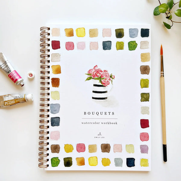 Bouquets Watercolor Workbook, Beginner Friendly by Emily Lex Studio