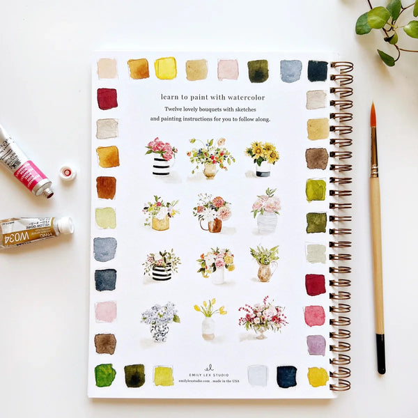 Bouquets Watercolor Workbook, Beginner Friendly by Emily Lex Studio