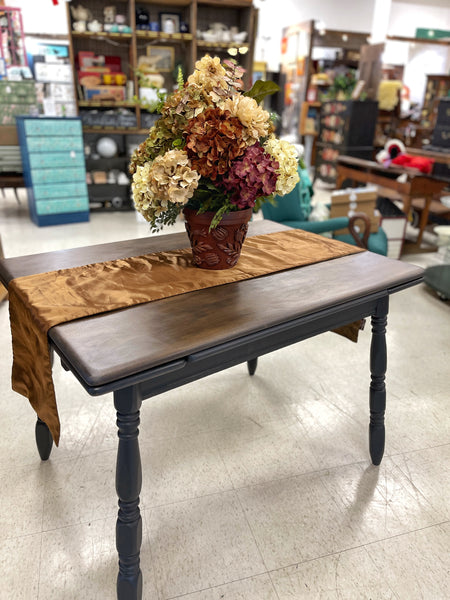 Vintage Table with Stained Top & Black Base
