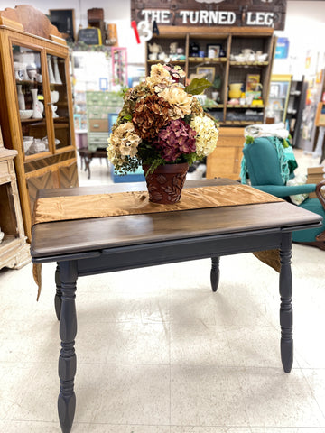 Vintage Table with Stained Top & Black Base
