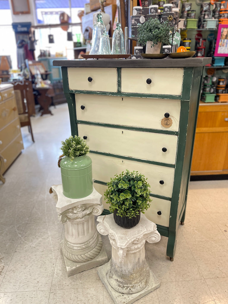 Green & Ivory Painted Vintage Dresser Green & Ivory Painted Vintage Dresser