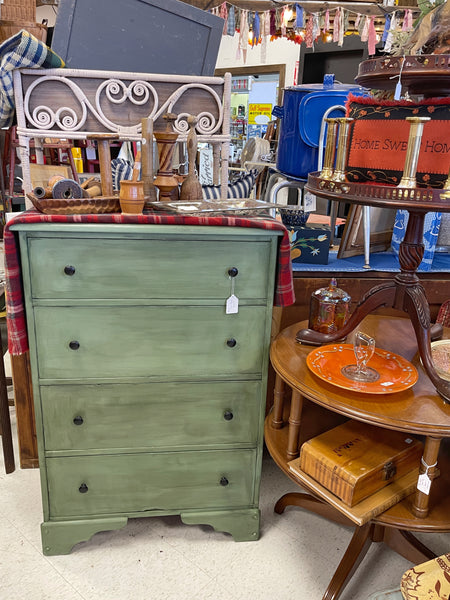 Green Hand-Painted Chest Of Drawers