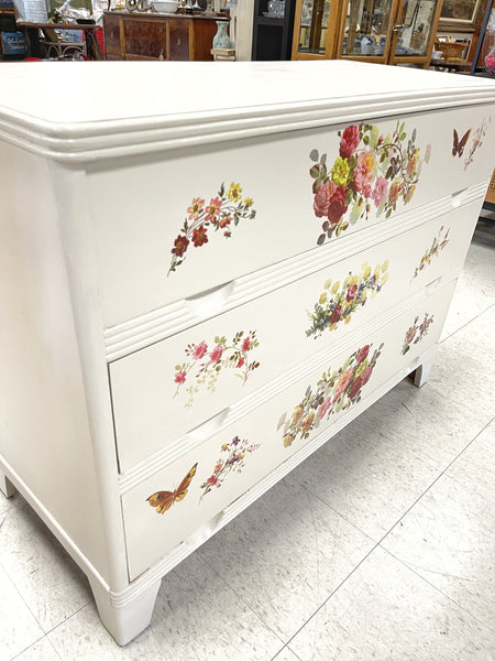 Cream Vintage Dresser with Flowers