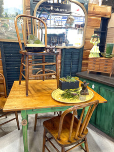 Farmhouse Table with Green Legs & Chairs