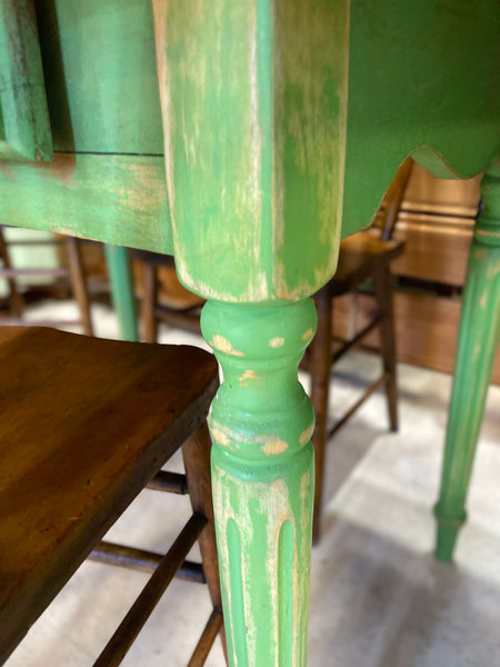 Farmhouse Table with Green Legs & Chairs