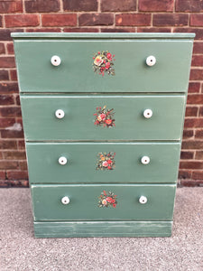 Vintage Green Dresser with Transfers