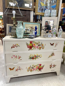 Cream Vintage Dresser with Flowers