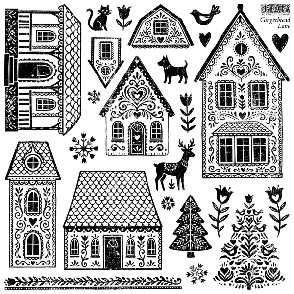 Gingerbread Lane 12" x 12" | IOD Stamp