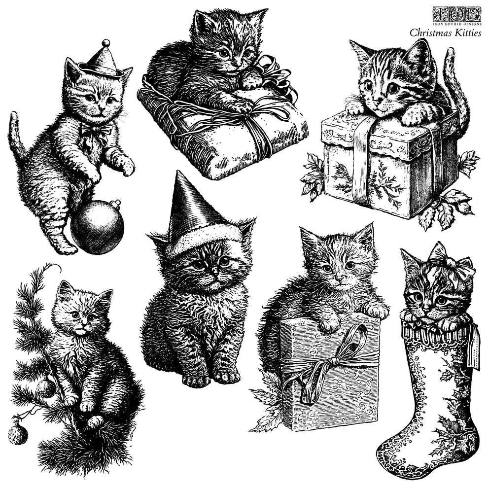 Iron Orchid Designs Christmas Kitties| IOD Decor Stamp