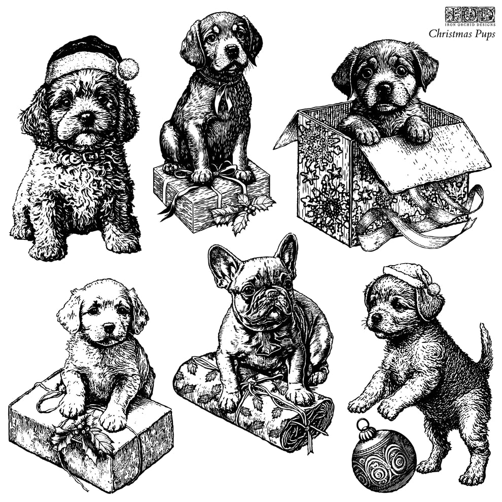 Iron Orchid Designs Christmas Pups| IOD Decor Stamp