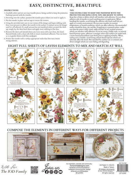 Flowers by the Poets | IOD Transfer 12x16 Pad