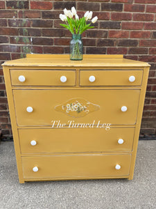 Yellow Painted Vintage Dresser