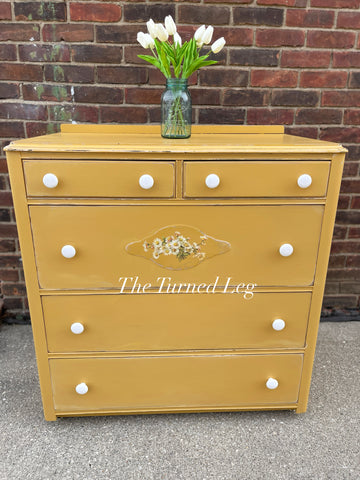 Yellow Painted Vintage Dresser