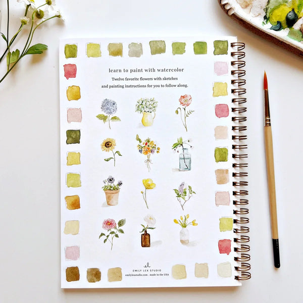 Flowers Watercolor Workbook, Beginner Friendly by Emily Lex Studio