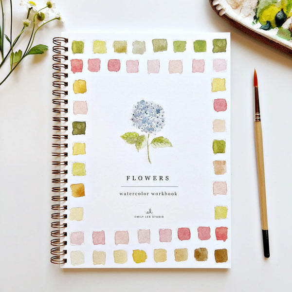 Flowers Watercolor Workbook, Beginner Friendly by Emily Lex Studio