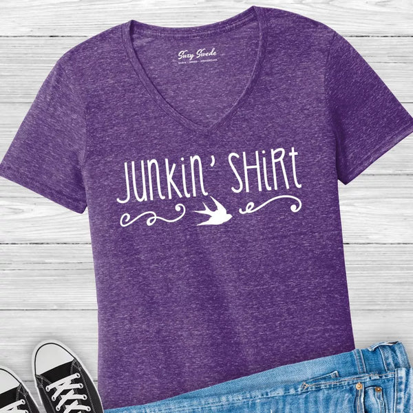 Junkin Shirt V-Neck T'Shirt | Purple Only