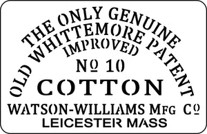 Old Whittemore Cotton JRV Stencil
